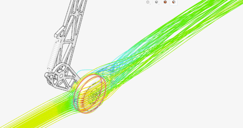Streamlines across wheel without fairings